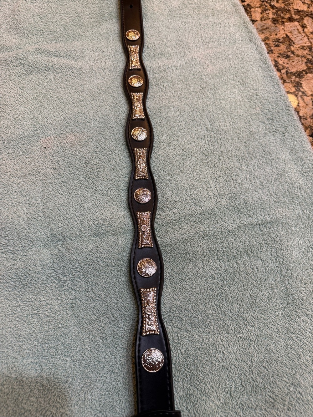 Black leather w/ silver plated Concho western style Belt